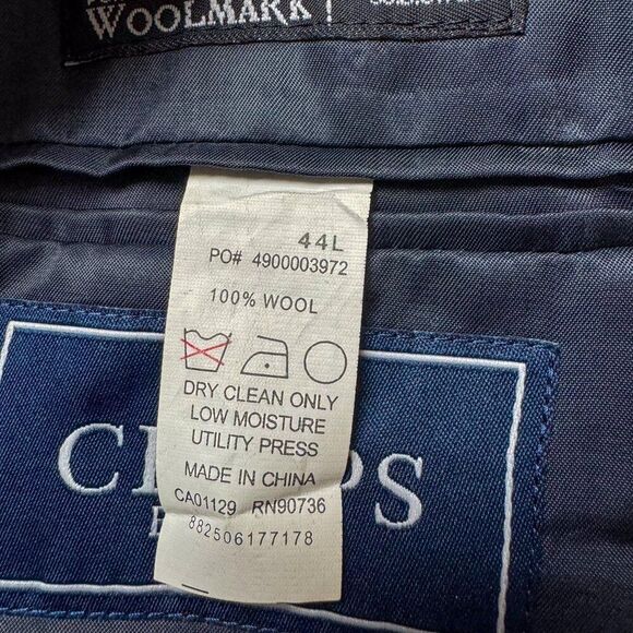 Chaps Blazer Men 44L Blue Wool Suit Jacket Business Casual Wedding Gold Buttons - Picture 10 of 15